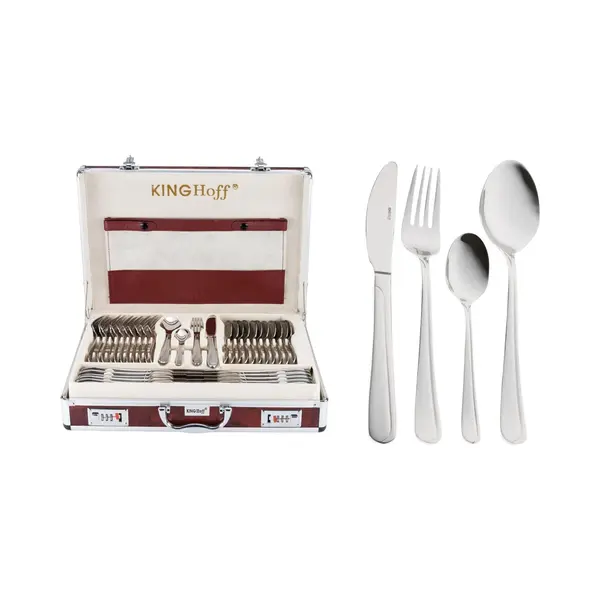 Kinghoff 3561 - Luxe Bestekset Koffer - 72 Delig - 12 Persoons - Modern Bestek thumbnail