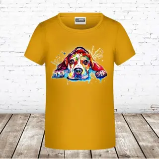 Goudgeel Meisjes Shirt Dog -s&C-134/140-t-shirts Meisjes