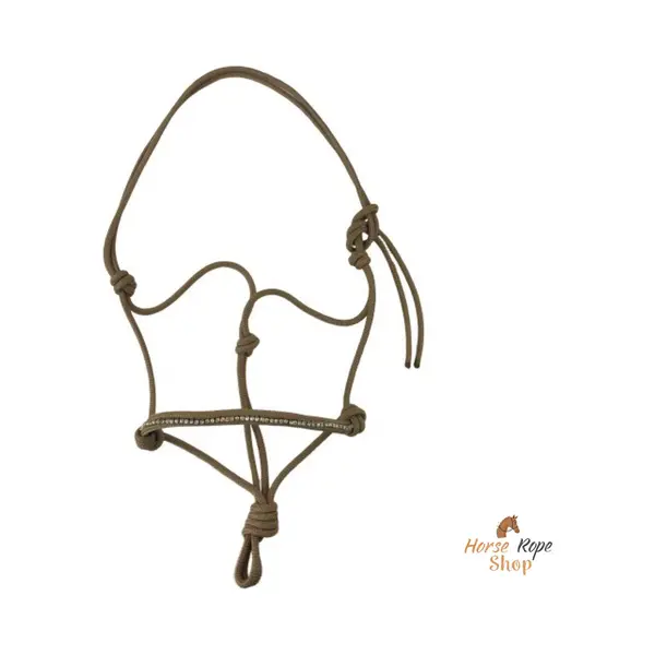 horse.rope.shop Touwhalster Beige 'Glitter' Maat Full | Steentjes Touwproducten Glitter Halster thumbnail