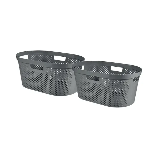Curver Infinity Recycled Dots Wasmand - 40L - 2 Stuks - Donkergrijs thumbnail
