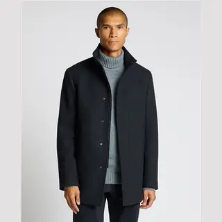 Remus Uomo Jacob Regular Fit Wool Blend Coat In Dark Blue - 38