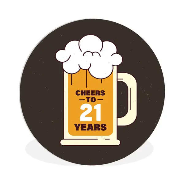 WallCircle - Wandcirkel ⌀ 90 - Jubileum - 21 Jaar Verjaardag - Bier - Ronde Schilderijen Woonkamer - Wandbord Rond - Muurdecoratie Cirkel - Kamer thumbnail