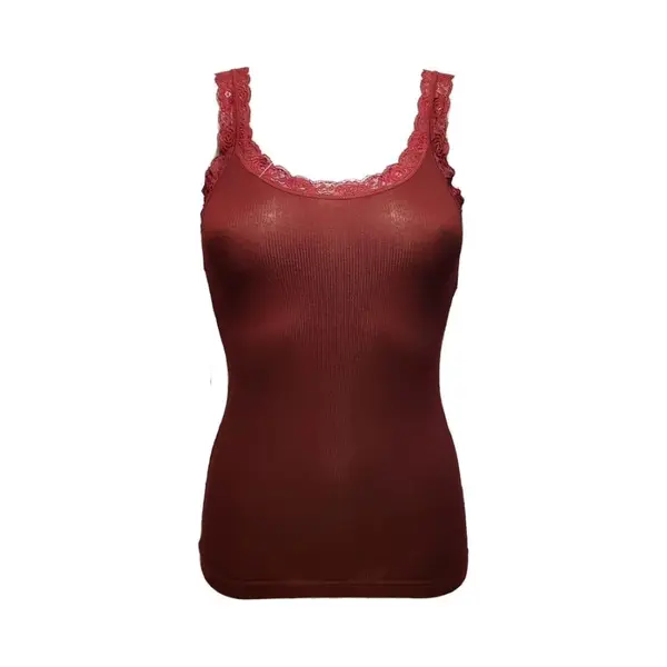 Toker Dames Hemd Kant 211/1 Deluxe - Maat M - Modal - Bordeaux thumbnail