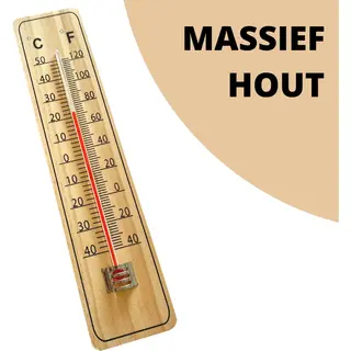 Buitenthermometer Luxe Hout - 23 X 5 Cm - Binnenthermometer - Metalen Binnen Buiten Thermometer - Thermometer Voor Aan Muur Gevel - Kwik - Draadloos -