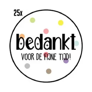 RoNa Design 25x Sluitsticker Bedankt Voor De Fijne Tijd - Gekleurde Stippen - Cadeausticker - Sluitsticker - Rond - 40mm - 25 Stuks - Wensetiket - Afscheid -