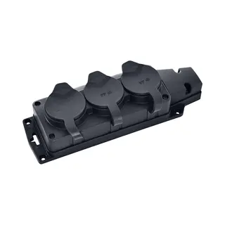 Bes Led Stekkerdoos Voor Buiten - Decon - 3 Stopcontacten - Spatwaterdicht IP44 - Wandmontage - Randaarde - Rubber - Zwart | Nederland
