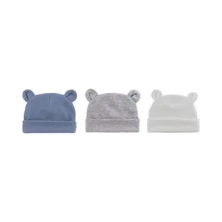Mylinsé 3 Pack Babymutsjes Newborn Beervorm Navy Wit Grijs - Beren Oortjes