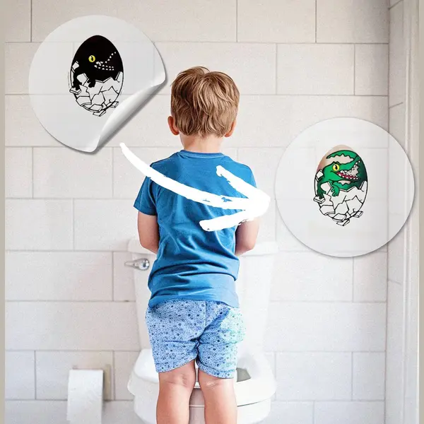 Allemaalstickersenzo Verkleurende Plasstickers Krokodil – 5 Toiletstickers Voor Sneller Zindelijk Worden thumbnail