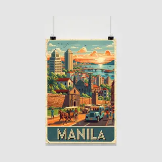 25 Artstreet Manilla Poster - Steden Posters - Filipijnen - Tekst - San Agustin Kerk - Wanddecoratie Woonkamer - 180 Gram Papier - L6854 - Formaat 70 X 100cm
