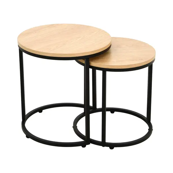 Mano Leisure Mano Bijzettafel 2-delige D40xH43cm En D35xH38cm - Eiken thumbnail
