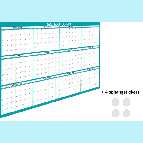 Huurdies - Jaarplanner 2026 - A0 - Blauw - 118x84cm thumbnail