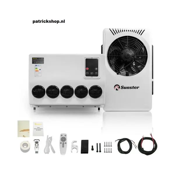 Sunster Airconditioner - Air Conditioning - 10000 Btu - 150-500m³/u - 1-3KW - 24V Efficiënte Koeling, Met Afstandsbediening, Voor Rv, Camper, Vrachtwagens, thumbnail