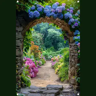 Pad Poster - Tuinposter Doorkijk - Buiten Decoratie - Schuttingdoek - Versiering - Posters Tuin - Tuin Decoratie - Tuinposter 40x60 Cm