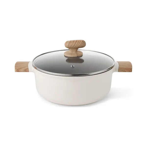 Alice By Isenvi Kookpan Met Deksel - 24 Cm - Keramisch - Koudgreep - Voor O.a. Inductie - Pfas, Ptfe Vrij - Beige thumbnail