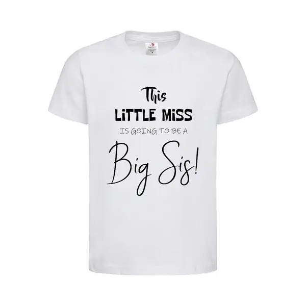 Shirt Aankondiging Zwangerschap This Little Miss Is Going To Be A Big Sis | Korte Mouw | Wit/zwart | Maat 122/128 Zwangerschap Aankondiging thumbnail