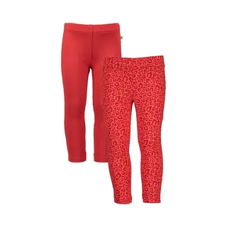 Blue Seven - 2 Pack Leggings - Biologische Katoen - Effen Rood - Rood Met Figuurtjes - Maat 116