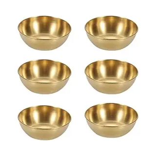 6 Stuks Gouden Roestvrijstalen Snackschalen - Mini-dipschalen - Ronde Dipschalen - Sausschaaltjes - Mini-schaaltjes - Mini-kom