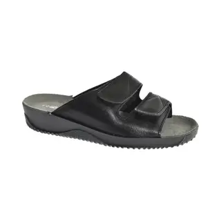 Rohde Leren Dames Slippers Slides Voorgevormd Voetbed - Zwart - 39