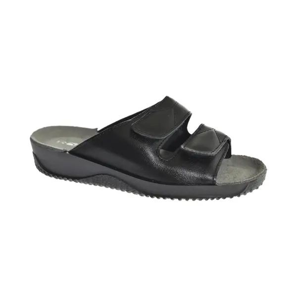 Rohde Leren Dames Slippers Slides Voorgevormd Voetbed - Zwart - 39 thumbnail
