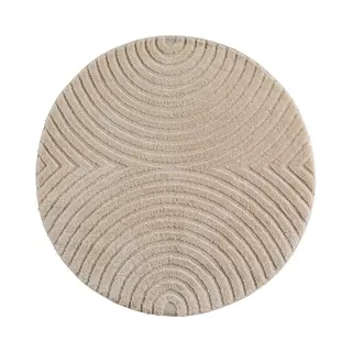 Muratap Japandi Art - Rond Scandinavisch Vloerkleed - Laagpolig Effen - Beige- 80 Cm Rond