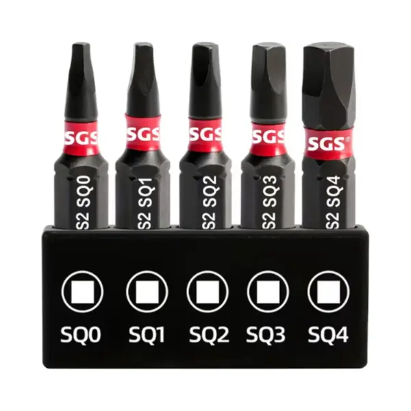 5-delig Square (Sq) Bitset – Magnetisch – 25 Mm - Impact - Vierkant Bit – SQ0-SQ1-SQ2-SQ3-SQ4 thumbnail
