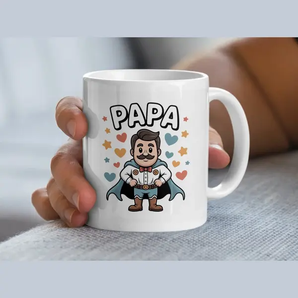 sublimeer Papa Superheld Mok, Vaderdag Cadeau Mok, Beste Papa Mok, Super Papa Koffie Mok, Grappige Papa Mok Cadeau, Papa Cadeau Ideeën thumbnail