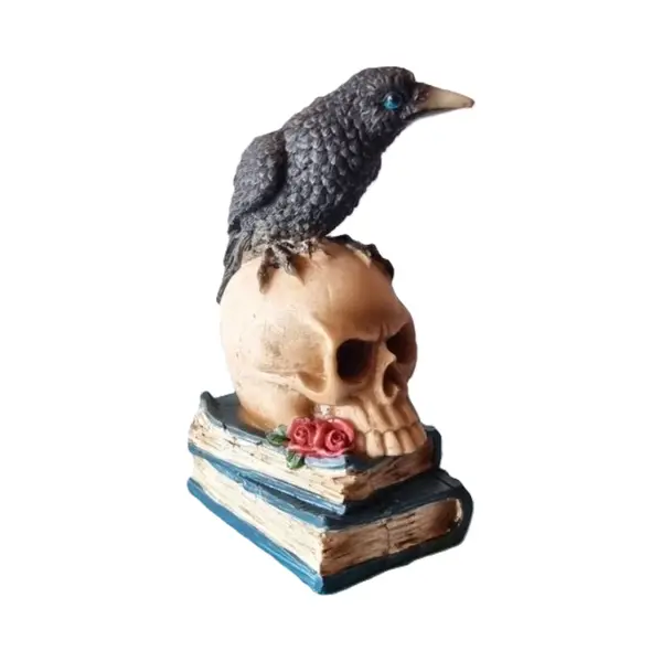 Something Different Schedel Met Raaf - Wicca Beeld 13, 5 Cm. - Hekserij - Esoterie thumbnail