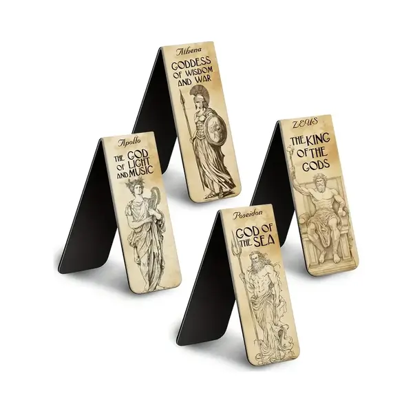 Viwado® - Set Van 4 Magnetische Boekenleggers - Griekse & Noordse Mythologie Thema's - Unieke Leesaccessoires Voor Studenten & Lezers thumbnail