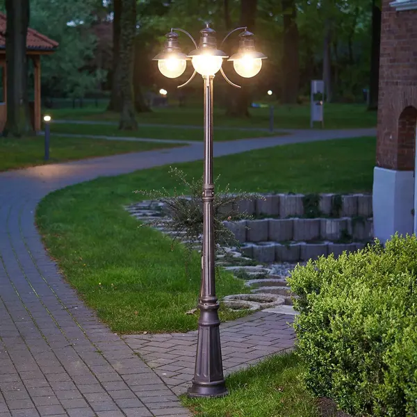 Lindby Post Light Eddie Dimmable In Brown (3 Light Sources, E27) From Pole Lantern thumbnail
