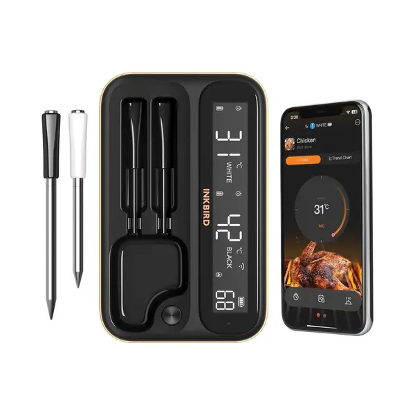 Inkbird Int-12-Bw Luxe Gift Box Black Edition – Bluetooth & WiFi Bbq Thermometer – Digitale Vleesthermometer Met App – Draadloze thumbnail