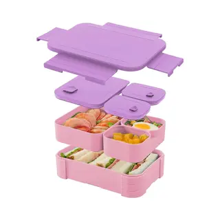 Lunchbox Serie - Bento Box - 3-Compartimenten - Lekdicht - Bpa-Vrij - Magnetron- En Vaatwasserbestendig - Opbergdoos Voor School Werk Reizen - Paars