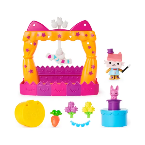 Spin Master Gabby's Dollhouse Dreamworks - Balkon-Spielset Baby Box Talentwettbewerb, 8-teiliges Set mit Katzenfigur und Zubehörteilen thumbnail