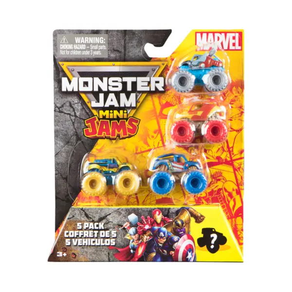 Spin Master Monster Jam , Marvel officieel Mini 5-Pack met verzamelbare -verrassingstruck, schaal van 1:87, verrassingsspeelgoed thumbnail