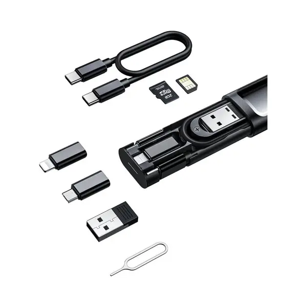 Mcdodo Multi-Box Met Oplaadkabel Type-C + Usb + Lightning + Sim Pin + Kaartsleuf - Zwart (0.30 m, Usb 2.0, 60 W), Usb-kabel thumbnail