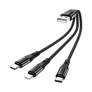Hoco X47 3-In-1 Charging Cable - (Lightning+Micro+Type-C) - 25CM