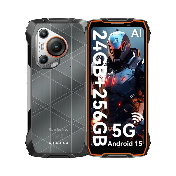 Blackview BL7000 Outdoor Smartphone, 6, 78 Zoll Fhd+ 120Hz Display, 8GB+256GB, 7500mAh Akku, IP68/IP69K, 50MP Kamera, 5G Dual Sim (Orange) thumbnail