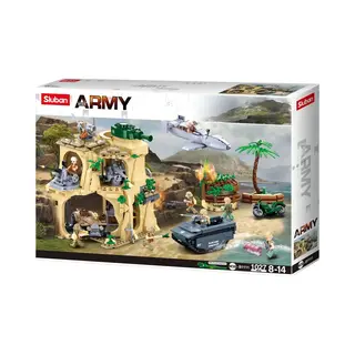 Sluban Army – De Slag Om Iwo Jima Bouwspeelgoed Kinderen Vanaf 8 Jaar – Constructiespeelgoed Modelbouw – Bouwdoos Met 1107 Bouwstenen – Nr