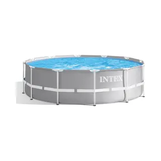 Intex 26716 Aufstellpool Gerahmter Pool Rund 8592 l Blau, Grau
