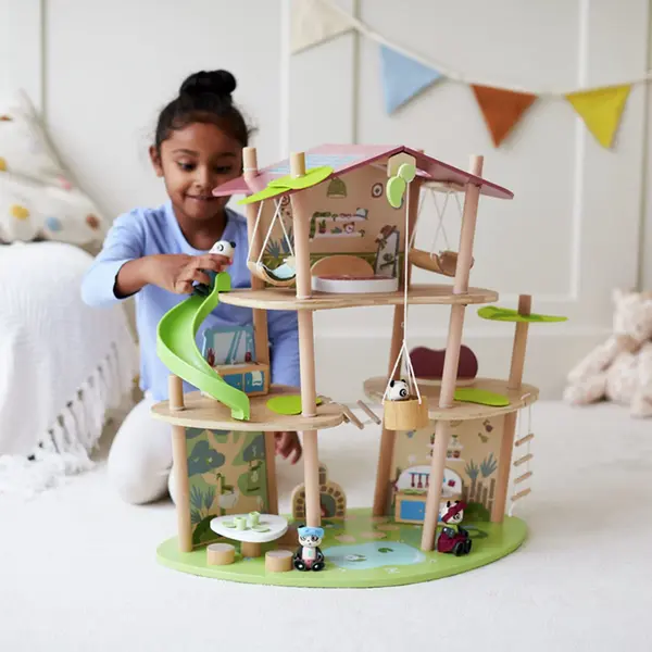 Hape Green Planet Explorers Das Bambushaus Der Pandas - Nachhaltiges Spielset Aus Bambusholz, Lernspielzeug Für Rollenspiele, Umweltbewusstsein Und thumbnail