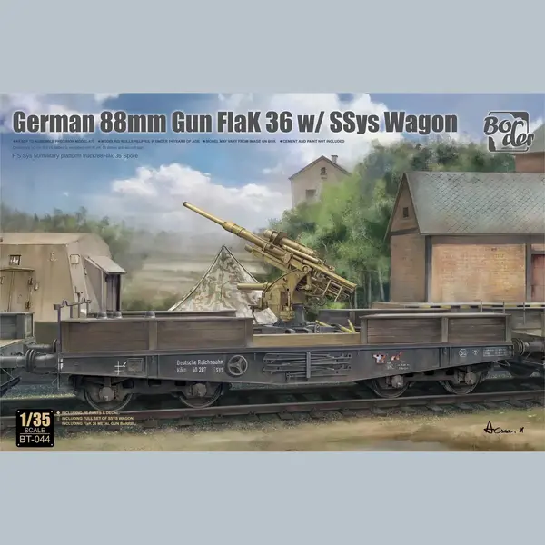 Border Model Modelbouwpakket Militaire Voertuigen - BT044 Duitse 88mm Gun Flak 36 Met Ssys Wagon Plastic - 1, 35 - Modelbouw thumbnail