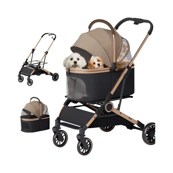 YYchan Inkapbare Hondenbuggy / 2 In 1 Hondenbugy Snow Tot 25kg - Transporttas & Hondenbuggy - Khaki thumbnail