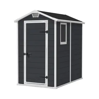Keter Manor 46 Tuinhuis - 130x192x198cm - Enkele Deur Met Zijraam - Antraciet