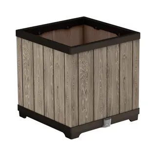 Keter Deco Square Planter 46 X 46cm - Size, 45.5 X 45.5 X 45.5cm - Brown - Wilko