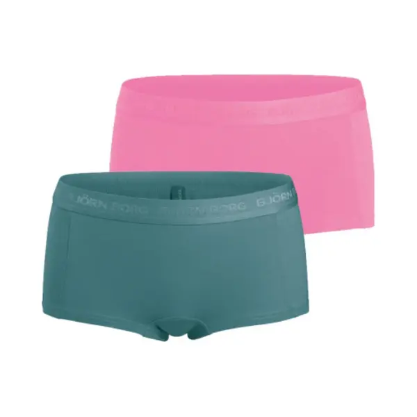 Björn Borg - Meisjes - Minishort Cotton Stretch 2-Pack - Groen/Roze - Maat 110-116 thumbnail