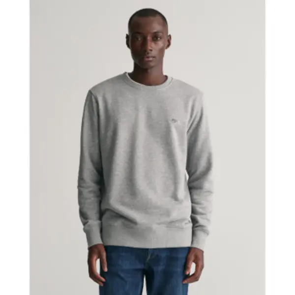 Gantvoor Mannen. 2006065 Shield Grijs Sweatshirt Met Ronde Hals (M), Casual, Katoen, Lange Mouwen thumbnail