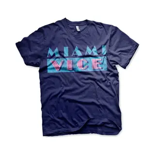 Miami Vice T-shirt - Miami Vice Distressed Logo - S Tot Xxl - Voor Mannen - Navy