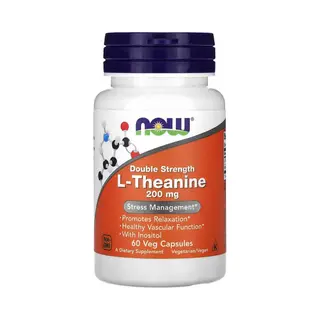 Now Foods, L-theanine, Dubbele Concentratie, 200 Mg, 60 Vcaps