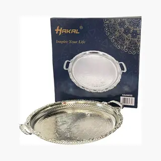 Hakal Line Marokkanisches Tablett Silber 45cm