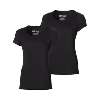 Apollo Bamboo T-shirts Women Basic 2 Pak Black Ronde Hals-maat S