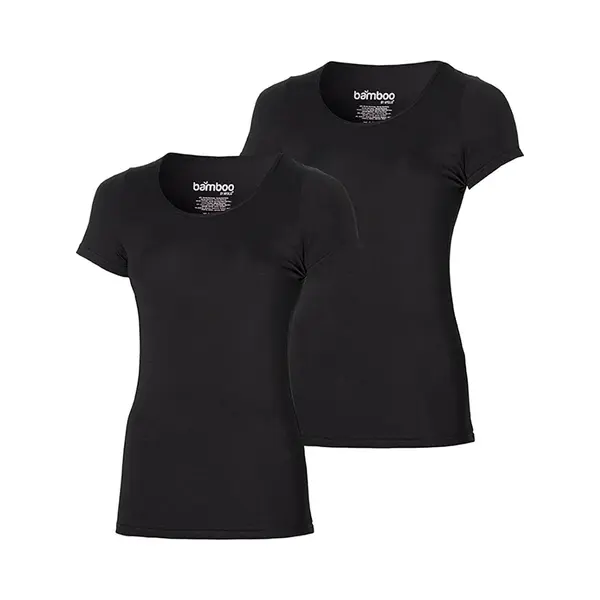 Apollo Bamboo T-shirts Women Basic 2 Pak Black Ronde Hals-maat S thumbnail